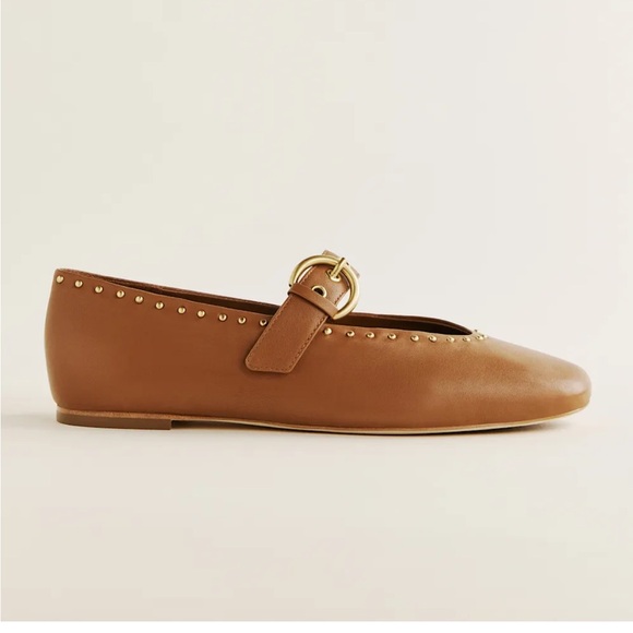 New in box Reformation size 6.5 Bethany Studded Rum Leather ballet flats - Picture 6 of 6
